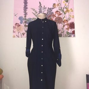 CK Denim Zipper Dress w/ Gold Accent